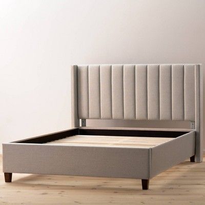 Fabric King Bedframe, Wingback Ottoman Bed, Modern Upholstered Bed Wood The Home Depot, Bed Headboard Tufted, Small Double Bed Headboard, Light Grey Queen Bed Frame, Ultra Set: Bed Frame + Headboard, Vertical Tufted Bed, Home Depot King Bed Frame