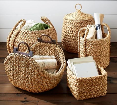 Beach Necessities, Lidded Baskets, Seagrass Basket, Woven Baskets, Crochet Basket, Wood Handle, Wicker Baskets, Lany, Basket Weaving