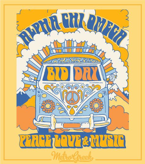 Hippie Bid Day, Greek Week Shirts, Yearbook Shirts, Sorority Themes, Recruitment Themes, Sorority Banner, Bid Day Shirts, Sorority Shirt Designs, Yearbook Design