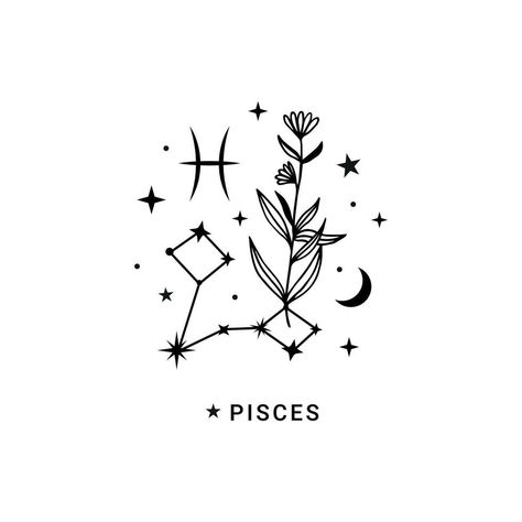 Picses zodiac sign with moon and stars Zodiac Widget, Pices Tattoo Women, Pices Zodiac Tattoo, Pisces Tattoos, Zodiac Tattoo, All Things Girly, Heart Tree, Logo Banners, Cityscape Photos