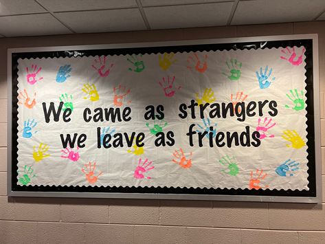 Friends Classroom Door Ideas, Classroom Community Bulletin Boards, Senior Classroom Decor Ideas, Classroom Notice Board Ideas, Yearbook Bulletin Board Ideas, College Boards Bulletin Ideas, Bulletin Board Ideas For Teachers High School, Senior Class Board Ideas, Family Bulletin Board Ideas