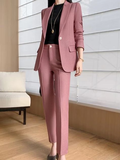 https://powerdaysale.com/product/vintage-formal-solid-elegant-chic-blazer-coat-straight-pants-two-pieces-pantsuit/ Formal Pantsuit, Formal Pant Suits, Bridesmaid Dress Shoes, Elegant Blazers, Straight Clothes, Stylish Blazer, Chic Blazer, Bodycon Dresses Casual, Middle Age Fashion