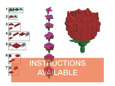 https://flic.kr/p/X8BFeH | Rose_instructions | You can download the instructions here:  www.bricksonthefloor.com/2017/09/instructions-rose.html  Hope you like it. Lego Therapy, Lego Wall Art, Lego Diy Crafts, Lego Wedding, Lego Flowers, Lego Furniture, Lego Mindstorms, Lego Sculptures, Free Lego