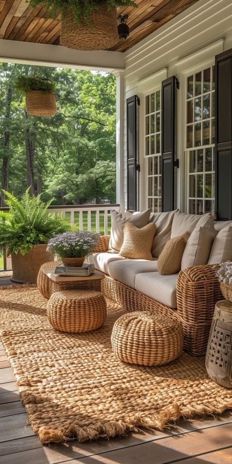 Spring Decor Ideas, Spring Porch Decor, Casa Country, Dekorasi Kamar Tidur, Farmhouse Porch, Front Porch Decorating, Porch Design, Cool Ideas, The Porch