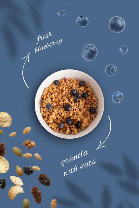 Granola Graphic Design, Granola Brands, Blueberry Granola, Food Videography, Wakey Wakey, Food Photoshoot, Fun Lunch, Lifestyle Change, Food Graphic Design