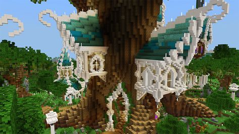 Minecraft Elven Village, Minecraft Elven City, Minecraft Elvish Builds, Minecraft Elf Build, Minecraft Elf Village, Elf House Minecraft, Elf Minecraft Builds, Elven Minecraft Builds, Minecraft Elven Build