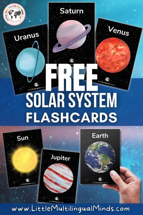 Help kids learn about the members of our solar system with these printable solar system flashcards! These would be wonderful for a space unit study! Planets Flashcards, Starting A Daycare Center, Solar System Flashcards, Solar System Printables, Solar System Unit Study, Printable Solar System, Solar System Unit, Space Preschool, Solar System For Kids