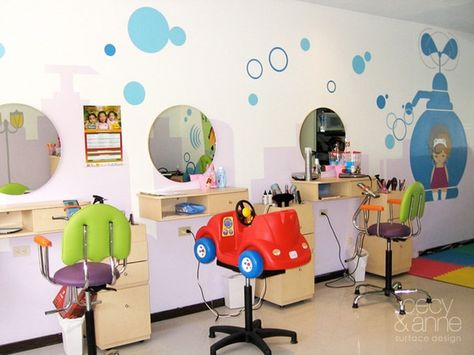 Kids Saloon Designs, Kids Hair Salon Ideas Interior Design, Kids Salon Ideas Interior Design, Pedicure Chair Ideas, Kids Barber Shop, Childrens Salon, Saloon Ideas, Kids Hair Salon, Kids Barber