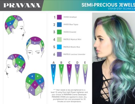 Pravana Semi-Precious Jewels hair color chart Pravana Hair Color, Hair Color Placement, Creative Hair Color, Hair Color Formulas, Hair Techniques, Hair Color Techniques, Fantasy Hair, Professional Stylist, Color Techniques