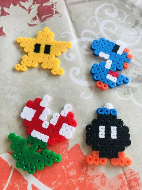 Mario Melty Bead Patterns, Mario Melty Beads, Mario Beads Pattern, Mario Kart Perler Beads, Mario Bros Perler Beads, Mario Diy, Hama Beads Mario, Hama Mario, Mario Crafts