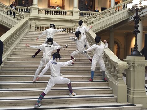 The first fencing demo ever held at the State Capitol Atlanta, GA  1/29/2015 DFC fencers Fencing Sport, Green Fence, Fence Doors, Devils Night, Fencing Ideas, Backyard Fence, Types Of Fences, Steel Fence, Front Yard Fence