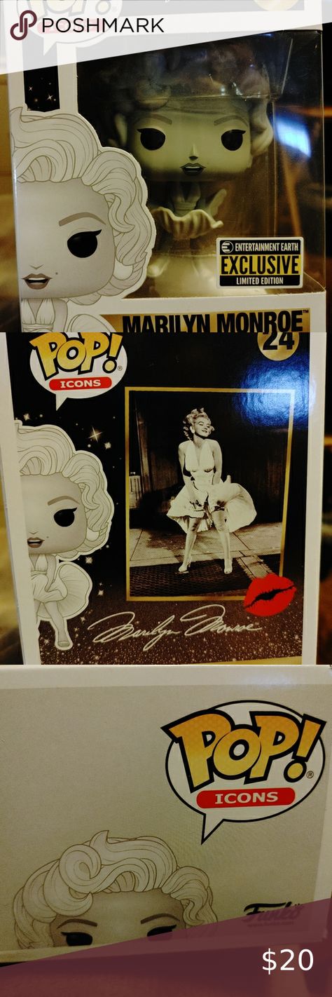 Marilyn monroe funk pop Funk Pop, Marilyn Monroe, Snoopy, Packaging, Black And White, Closet, Fictional Characters, White, Black