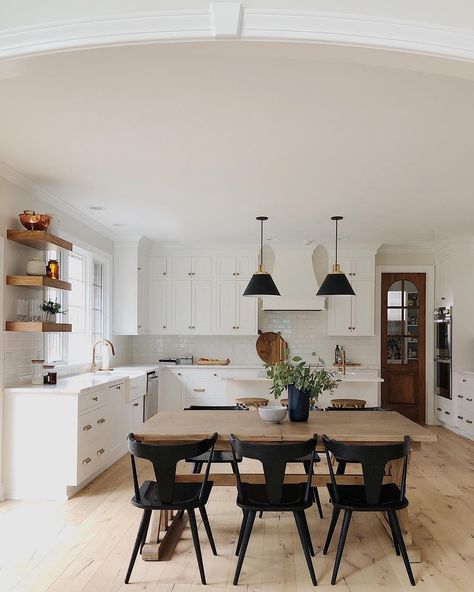 Kitchen Eating Areas, Black Chairs, Corner Light, Decor Eclectic, Decor Ikea, Kitchen Transformation, Remodel Inspiration, Reset Button, Wooden Floors