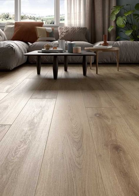 Wood Look Tile Floor, Modern Rustic Homes, Wood Effect Tiles, Room Tiles, Floor Colors, Living Room Flooring, Rustic Living Room, House Flooring, Oak Floors