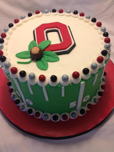 Buckeye Birthday Cake, Ohio State Football Cake, Ohio State Buckeyes Cake, Ohio State Cake Ideas, Osu Cake, Ohio State Cake, Buckeye Cake, Chocolate Buckeyes, Buckeye Crafts