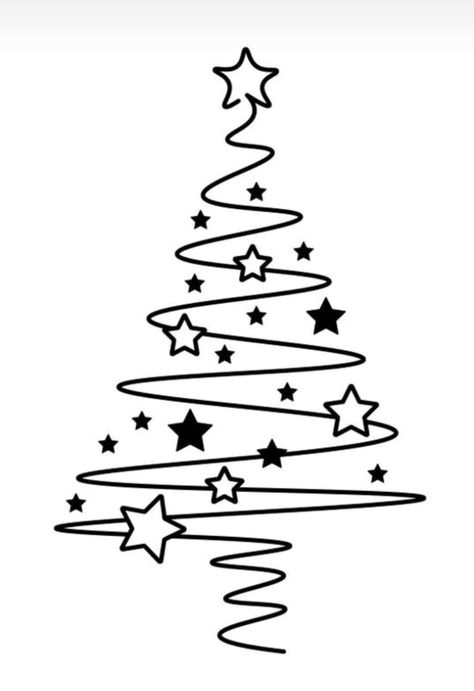 Christmas Black And White Drawing, Xmas Tree Drawing, Simple Christmas Drawings, Simple Christmas Tree Drawing, Christmas Tree Doodle, Christmas Line Art, Minimalistic Tattoo, Christmas Tree Drawing, Idee Cricut