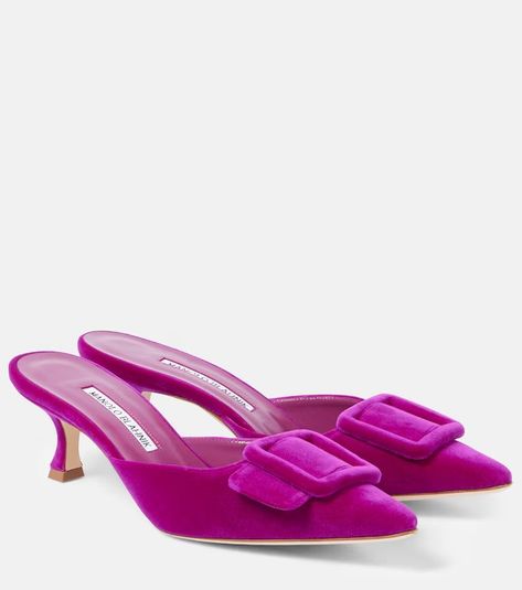 Designer Shoes for Women | Shop at Mytheresa Manolo Blahnik Boots, Manolo Blahnik Mules, Manolo Blahnik Maysale, Collage Pics, Velvet Mules, Manolo Blahnik Hangisi, Mid Heels Pumps, Club Shoes, Blahnik Shoes