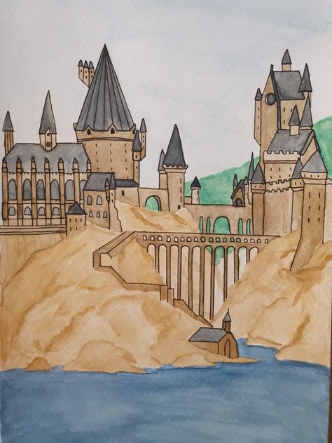 Hogwarts Pencil Drawing, Hogwarts Castle Drawing Easy, Hogwarts Castle Drawing Simple, How To Draw Hogwarts Castle, Hogwarts Drawing Easy, Drawing Ideas Country, Hogwarts Castle Drawing, Castle Drawing Easy, Hogwarts Drawing