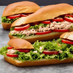 Jersey Mikes Tuna Salad Recipe, Tuna Subs, Copycat Jersey Mikes, Jersey Mikes Copycat, Ahi Tuna Steak Recipe, Jersey Mikes, Tuna Sandwich Recipes, Submarine Sandwich, Salad Veggies