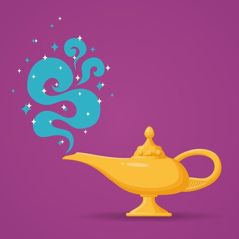 Magic lamp . spiritual lamp for wish | Free Vector Disney Infographic, Aladdin Jr, Aladdin Art, Lamp Logo, Magical Lamp, Disney Quilt, Drawing Furniture, Genie Lamp, Aladdin Lamp