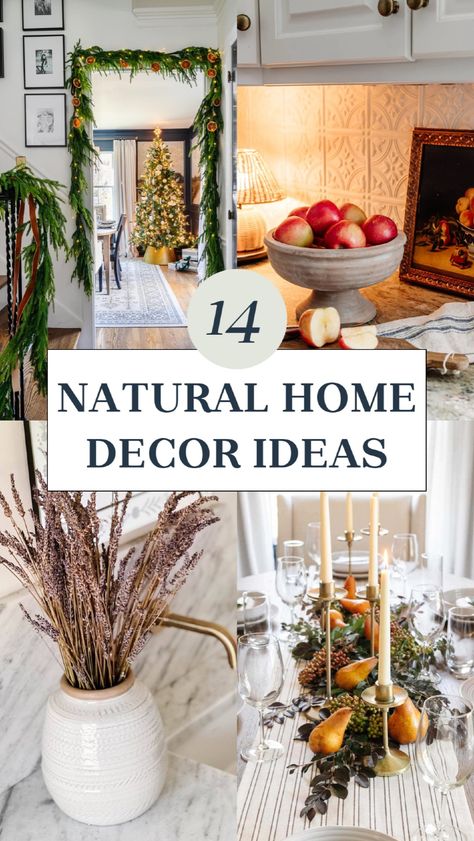 14 Neutral & Natural Home Décor Ideas. Natural home décor is a chic and affordable way to style your space! I’ve put together 14 DIY ideas for decorating every room, from the living room to the kitchen and bedroom. Find free and budget-friendly ways to add a touch of nature with dried stems, leaves, flowers, and natural holiday décor. Budget home decorating, cheap home décor natural. Kitchen Dried Flowers, Simple Natural Home Decor, Foraged Home Decor, Bringing Nature Into Your Home, Natural Decor Ideas, Decorating With Natural Elements, Thrift Decor, Nature Inspired Home Decor, Natural Holiday Decor