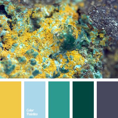 Greenish-blue, gray-violet and sand yellow - quite rich, but not tiring combination. This colour solution suits well design of a kitchen and open veranda o. In Color Balance, Turquoise Color Palette, Cyan Colour, Color Palette Ideas, Wall Living Room, Color Palette Yellow, Palette Ideas, Nature Color Palette, Design Seeds