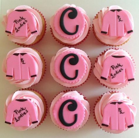 Pink ladies grease Grease Themed Parties, Grease Theme, Pink Ladies Grease, Grease Party, 50s Theme Parties, Sock Hop Party, Pastry Ideas, Pop Cupcakes, Baking Party