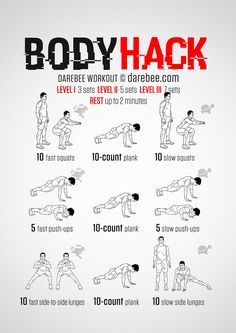 Body Hack Workout Fitness Body Men, Core Workout Men, Hiit Workouts For Men, Home Workout Men, 100 Workout, Military Workout, Workout Plan For Men, Full Body Workout Routine, Full Body Workout At Home