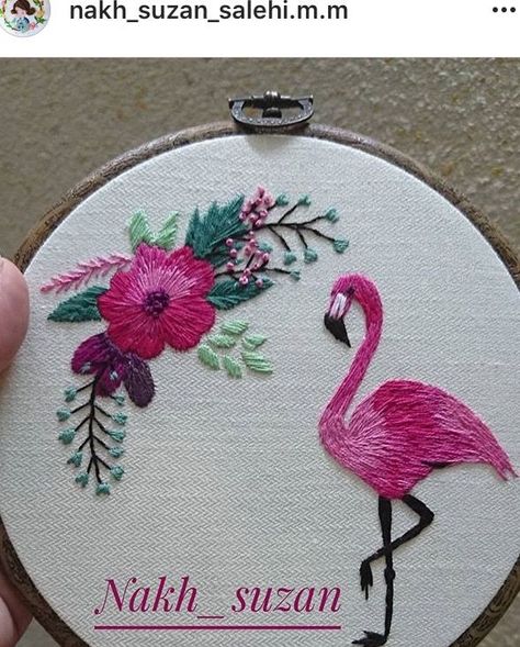 Tote Embroidery, Flamingo Embroidery, Embroider Ideas, Cushion Embroidery, Pola Bordir, Embroidery Wall Art, Hand Embroidery Videos, Diy Embroidery Patterns, Embroidery Stitches Tutorial