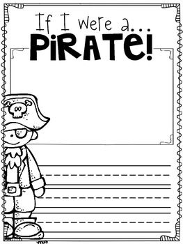 JUST WRITE! {FREE WRITING PROMPTS} - TeachersPayTeachers.com Pirate Tracing Worksheets, How I Became A Pirate Activities, Pirate Worksheets Free Printable, Pirates Past Noon Activities, Pirate Worksheets Preschool, Pirate Themed Activities For Kids, Pirates And Mermaids Activities, Pirates Kindergarten, Pirate Writing Prompt