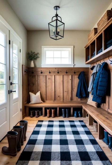 32 Farmhouse Mudroom Ideas Small Farmhouse Renovation, Country House Decor Farmhouse, Farmhouse Mudroom Ideas, Farm Houseplans Interior, Old Farmhouse Remodel, Rustic Farmhouse Interior, Rustic Country Homes, Farmhouse Mudroom, Craftsman Farmhouse