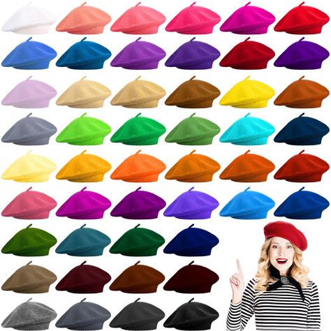 PRICES MAY VARY. Sufficient: the colors are rich, and can be matched with a variety of clothing, making you full of charm, youthful and beautiful, and you can also share it with your family and friends Reliable Material: french beret hat is made of quality wool and acrylic fiber, exquisite craftsmanship, reliable and delicate, soft lining, comfortable, breathable, friendly to sensitive skin, skin friendly and warm, it is a must have item for women in autumn and winter Classic and Elegant: wool b How To Style A Beret, Headwraps For Natural Hair, Artist Beret, Beret Outfit, Hat French, French Beret Hat, Clothing Making, Beret Hats, Beret Cap