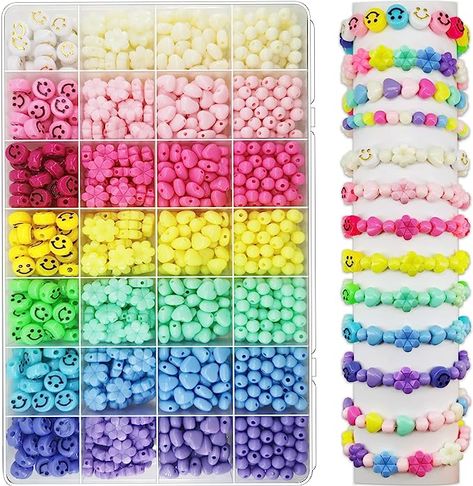 Candy Kit, Cute Beads, Beads Candy, Pastel Beads, Sakura Flower, Cherry Blossom Flowers, Bracelet Kits, Jewelry Making Kit, Color Flower