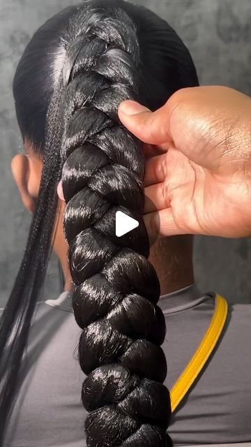 VoiceOfHair ®️ on Instagram: "A sleek ponytail always eats😍🔥⁣ ⁣ Love this braided bun tutorial by @theversatileslayer 🙌🏾 She uses just right amount of brow dryer heat to silken the ponytail and smooth out the texture 👌🏾⁣ It’s all in the technique and products🔥 Love the final look 💕 ⁣ Would you try this?✨#voiceofhair ⁣ ⁣ #miamihairstylist #braidedponytail #protectivestyles #holidayhair #braidedponytails #braidedbun #protectivehairstyle #houstonhairstylist" How To Tuck Hair In Braids, One Big Braid Ponytail, 2 Braids Ponytail, Sleek Braid Ponytail, Braided Weave Ponytail, Weave Braided Ponytail, Cornrows Into Ponytail, Braided Ponytail Hairstyles For Black Women, Ponytail With Braiding Hair