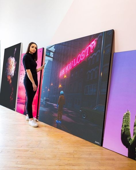 BIG Wall Décor on Instagram: “Are you lost? . . . BIG X @davanshatry” Foggy Street, Astronaut Images, Dreamscape Architecture, Big Wall Decor, Neon Artwork, Big Wall Art, Music Wall Art, Purple Art, Big Art