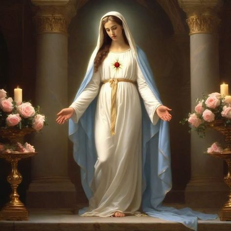 Holly Images, Prayer Images, Spiritual Photos, Jesus Cartoon, Virgin Mary Art, Mother Mary Images, Catholic Pictures, Blessed Mary, Images Of Mary