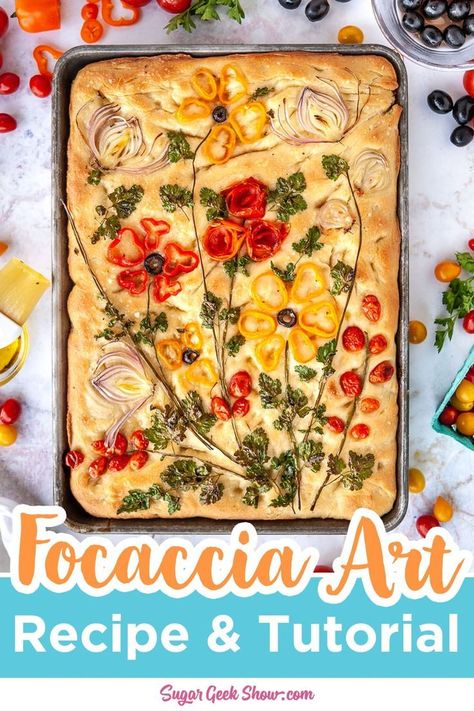 Focaccia Bread Art, Easy Focaccia Recipe, Make Focaccia, Easy Focaccia, Foccacia Bread, Sugar Geek, Focaccia Bread Recipe, Nourishing Food, Focaccia Recipe