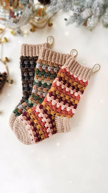 Crochet Granny Stitch Christmas Stocking, Crochet Hexagon Stocking, Crochet For Holidays, Crochet Stocking Granny Square, Crochet Stockings Christmas Pattern, Crochet Christmas Stocking Granny Square, Crochet For Sister, Sewing A Stocking, Granny Square Crochet Pattern Christmas