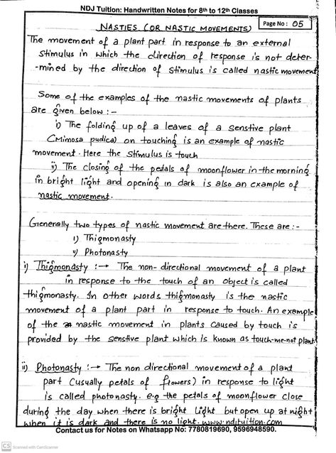 Control and Coordination Handwritten Notes for Class 10th Control And Coordination Class 10 Notes, Class 10 Notes, Plant Hormones, Bio Notes, Notes Life, Plant Parts, Mid Term, Biology Facts, Chemical Substances