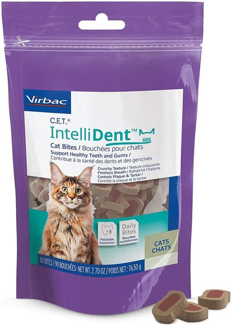 C.E.T. Intellident Cat Bites by Virbac| Dental Care Cat Treats for Healthy Teeth and Gums, Fresh Breath | Chicken Flavor | 90 per Bag Brand Virbac Flavor Chicken Specific Uses for Product Teeth Age Range Description All Life Stages Model Name C.E.T. Intellident Cat Bites About this item FEATURING 3-IN-1 DENTAL SUPPORT: Cleans teeth, freshens breath and supports gums HEALTHY FORMULA: contains no artificial preservatives, low fat content and natural flavoring Healthy Teeth And Gums, Cat Biting, Dental Treats, Homemade Cat, Periodontal Disease, Gum Health, Puppy Food, Chicken Flavors, Cat Treats