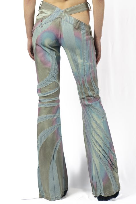 METALLIC AIRBRUSHED JEANS £560 — Masha Popova Airbrushed Jeans, Masha Popova, Graduation Shoot, Gradient Pattern, Stretch Denim, Denim Jeans, Pattern, How To Wear