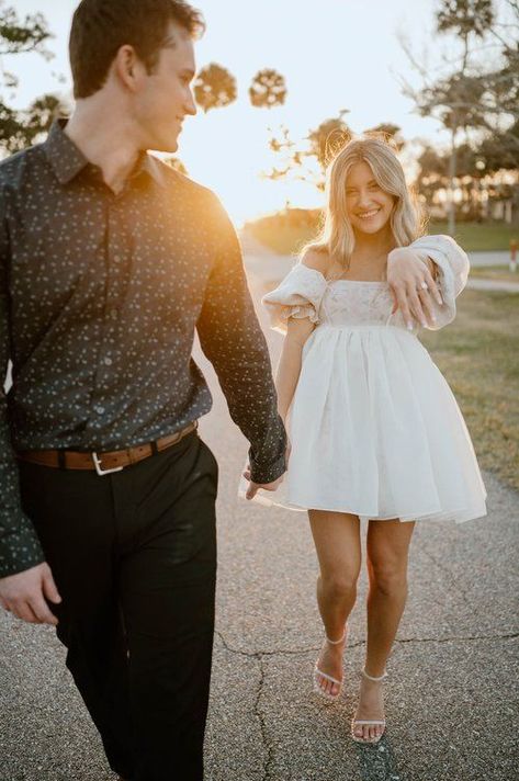 Smyrna Beach Florida, Engagement Shoots Poses, Urban Bar, New Smyrna Beach Florida, Engagement Announcement Photos, Engagement Photo Dress, Creative Engagement Photo, Engagement Picture Outfits, Mustang Car