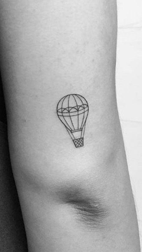 Hot Air Balloon Tattoo Small Simple, Airballons Tattoo, Small Hot Air Balloon Tattoo, Minimalistic Tatoos, Inkling Girl, Hot Air Balloon Tattoo, Air Balloon Tattoo, Balloon Tattoo, Tattoo Spots