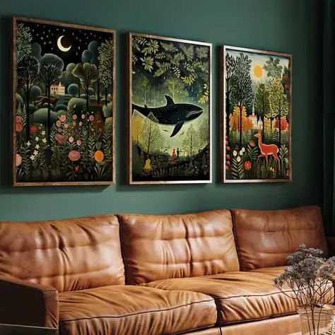 Temu | Explore the Latest Clothing, Beauty, Home, Jewelry & More Burnt Orange Living Room Walls, Orange Living Room Walls, Jungle Artwork, Burnt Orange Living Room, Orange Living Room, Jungle Thema, Woodland Wall Art, Woodland Wall, Jungle Art