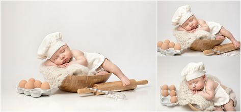 newborn photography, cooking theme, baking theme, photoshoot Baker Photoshoot, Cooking Theme, Chef Ideas, Fell Asleep, Kitchen Baking, People Photography, Little People, Newborn Photography, How To Fall Asleep