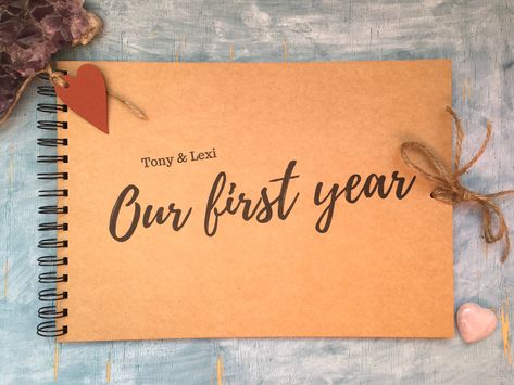 Our First Year Scrapbook, First Year Scrapbook, First Year Anniversary Gifts For Him, One Year Anniversary Gift, Year Scrapbook, Scrapbook Planning, Year Journal, Custom Scrapbook, Personalised Scrapbook