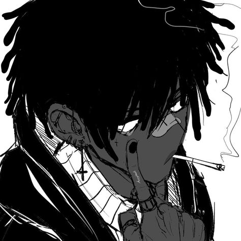 Dread Head Pfp Discord, Dread Head Pfp Anime, Aesthetic Pfp Rappers, Black Anime Dreads Pfp, Dread Pfp Cartoon, Black Emo Drawing, Dreadhead Pfp Anime, Boom Bap Aesthetic, Menace Pfp