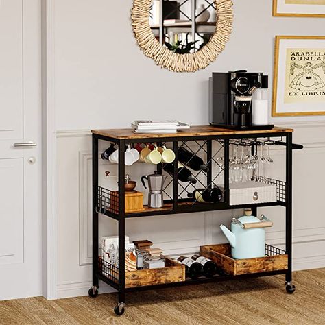 Freestanding Bar, Rustic Bar Cart, Hanging Wine Glasses, Industrial Bar Cart, Wine Rack Table, Wine Cart, Metal Bar Cart, Kitchen Storage Cart, Wine Bar Cabinet