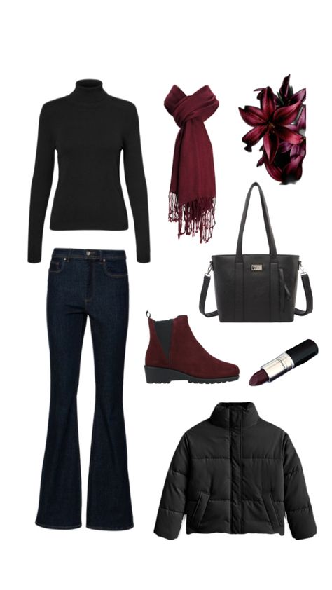 Burgundy outfit black aesthetic red casual Deep Winter Outfits, Burgundy Outfit, Winter Outfits Aesthetic, Aesthetic Red, Deep Winter, Black Aesthetic, Outfits Aesthetic, Winter Outfits, Red