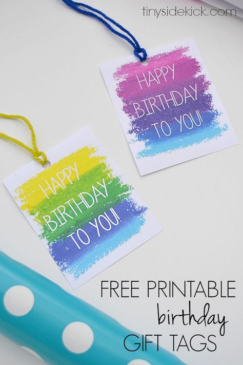 Free Printable Birthday Gift Tags- Print these gift tags the next time you give a birthday present!  |  TinySidekick.com Free Printable Gift Tags Birthday, Free Printable Favor Tags, Birthday Tags Printable, Birthday Gift Tags Printable, Free Birthday Gifts, Happy Birthday Tag, Gift Tags Birthday, Tag Templates, Printable Favor Tags